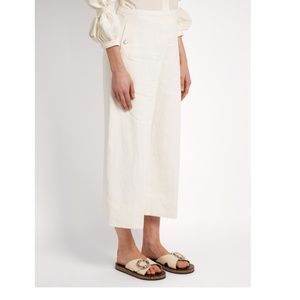 Lemaire Wide legged cropped coated linen pant